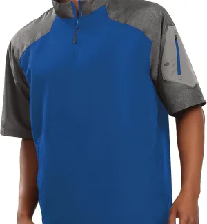 Holloway Raider Pullover Cage Jacket - Weather-Resistant Quarter Zip Athletic Wear with Sleeve Pocket