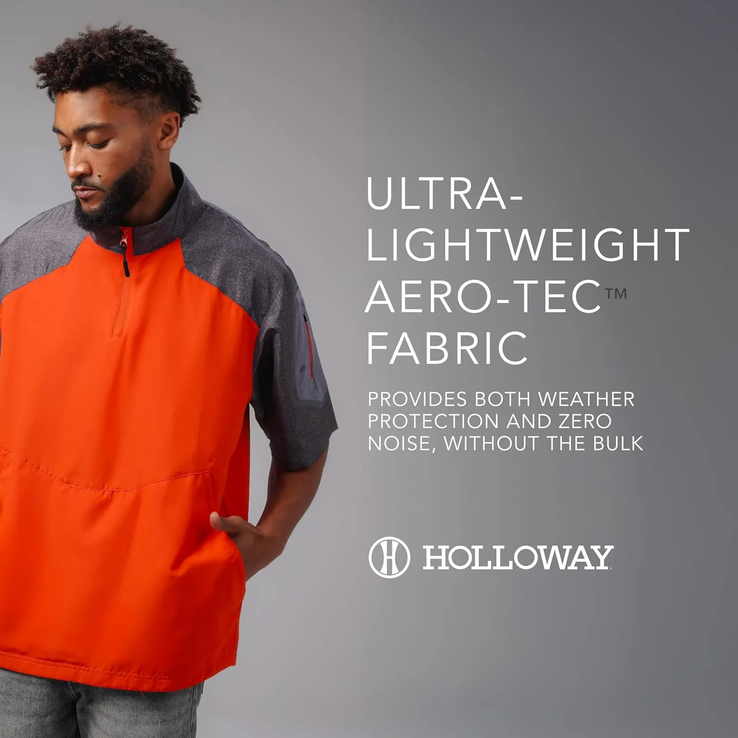 Holloway Raider Pullover Cage Jacket - Weather-Resistant Quarter Zip Athletic Wear with Sleeve Pocket
