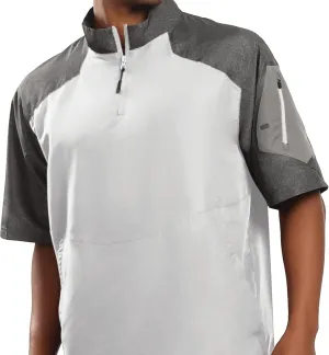 Holloway Raider Pullover Cage Jacket - Weather-Resistant Quarter Zip Athletic Wear with Sleeve Pocket