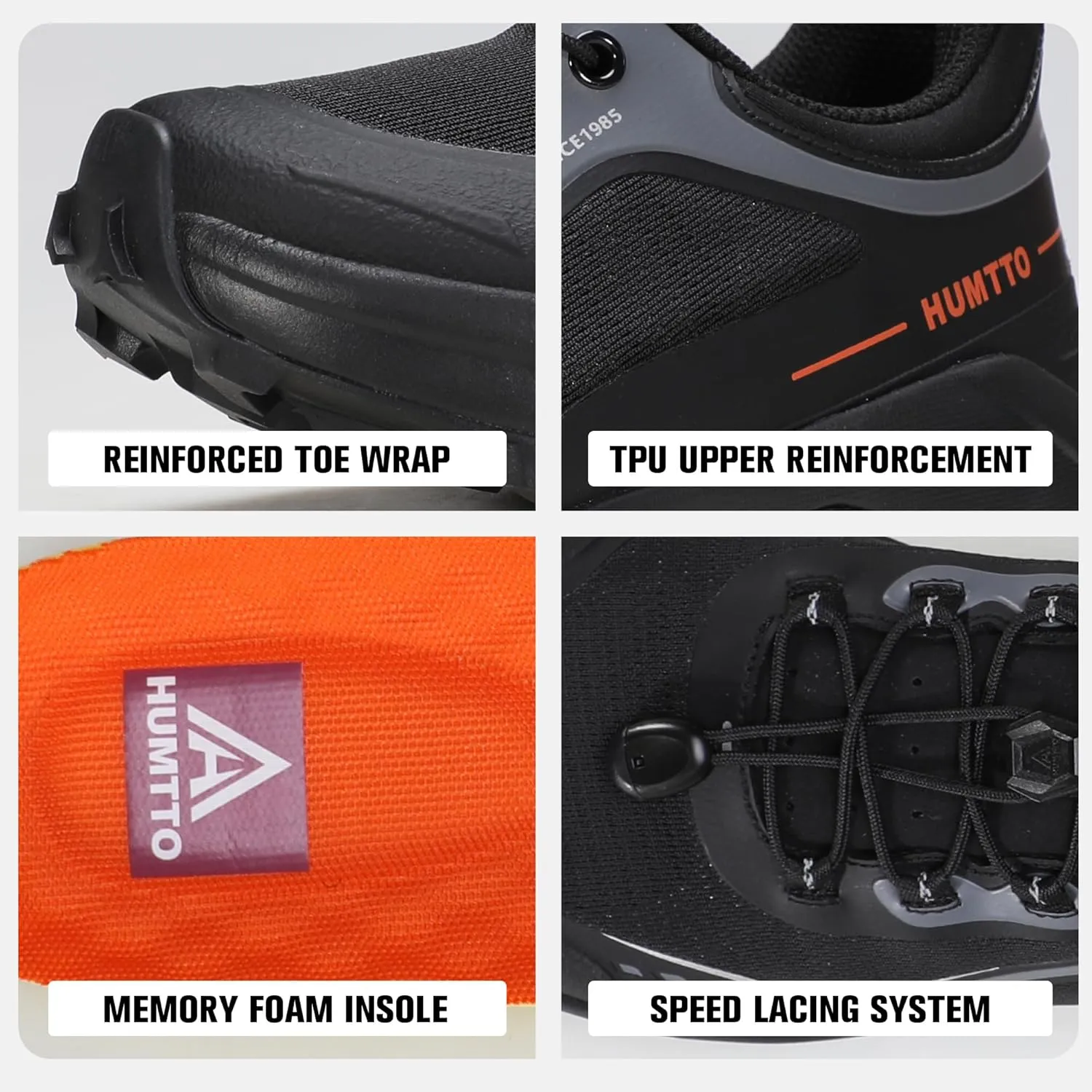 HUMTTO Men's Trail Running Shoes Quick Laces Cross Training Shoes Comfortable Breathable Anti Slip Walking Outdoors Athletic Sneakers