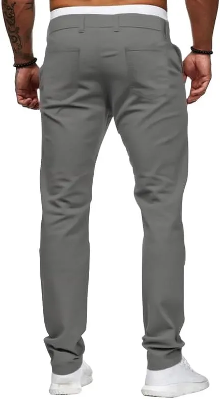 HUNGSON Mens Chinos Slim Fit Stretch Flat-Front Skinny Dress Pants