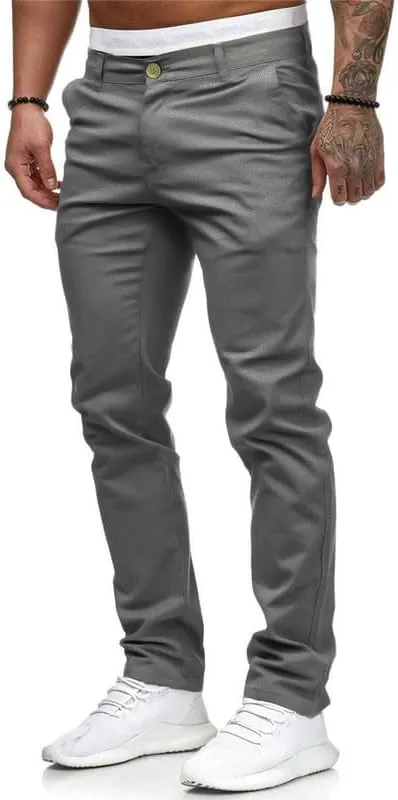 HUNGSON Mens Chinos Slim Fit Stretch Flat-Front Skinny Dress Pants
