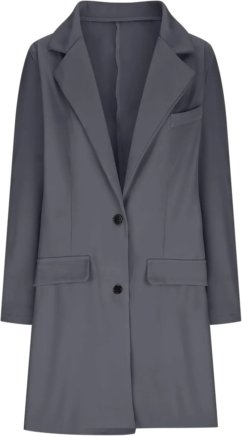 Hvyesh Women's Wool Blend Trench Winter Jackets Mid Long Warm Pea Coats Dressy Casual Double Breasted Overcoat with Pockets