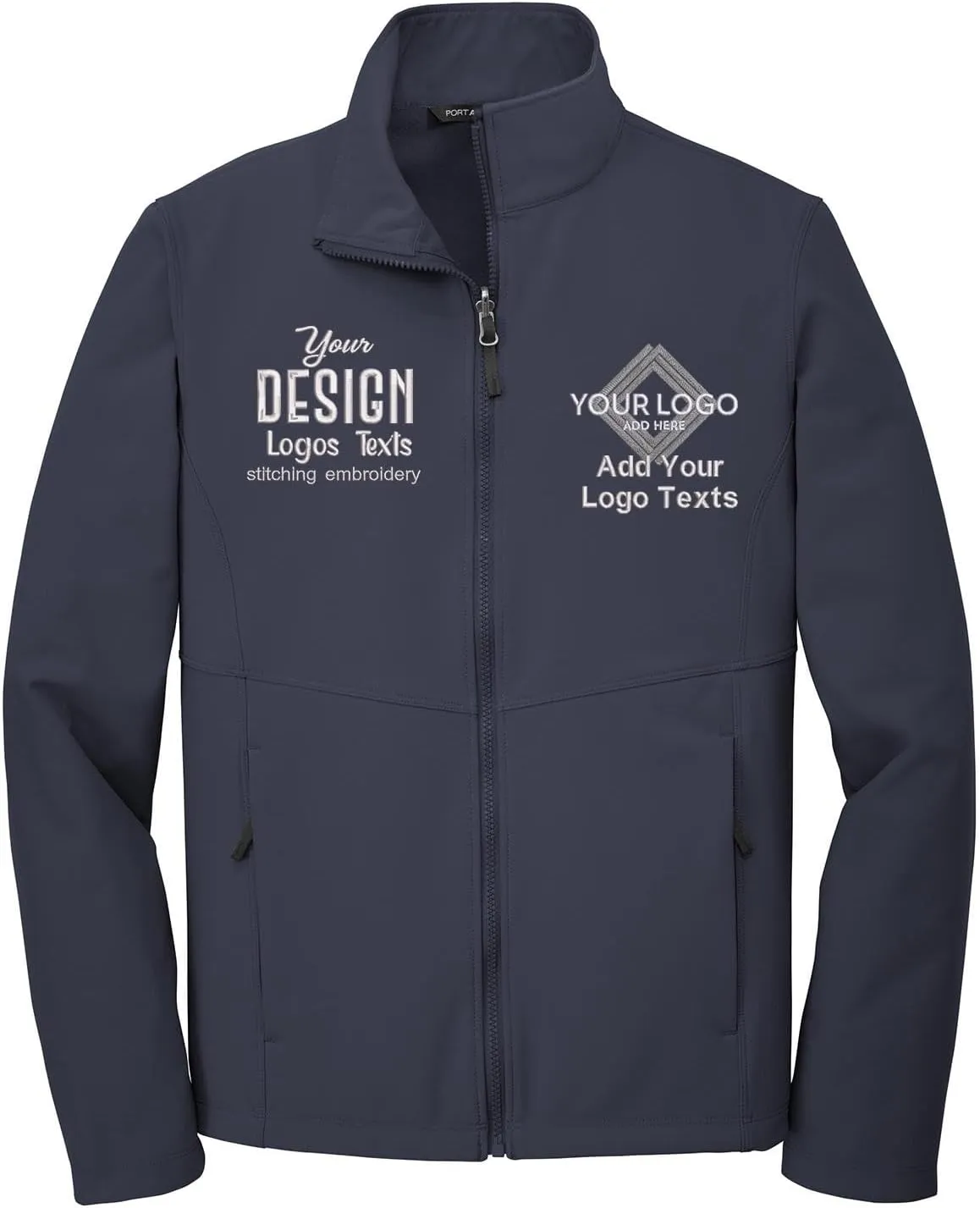 INK STITCH Men J901 Custom Embroidery Logo Texts Collective Soft Shell Zip Up Jackets