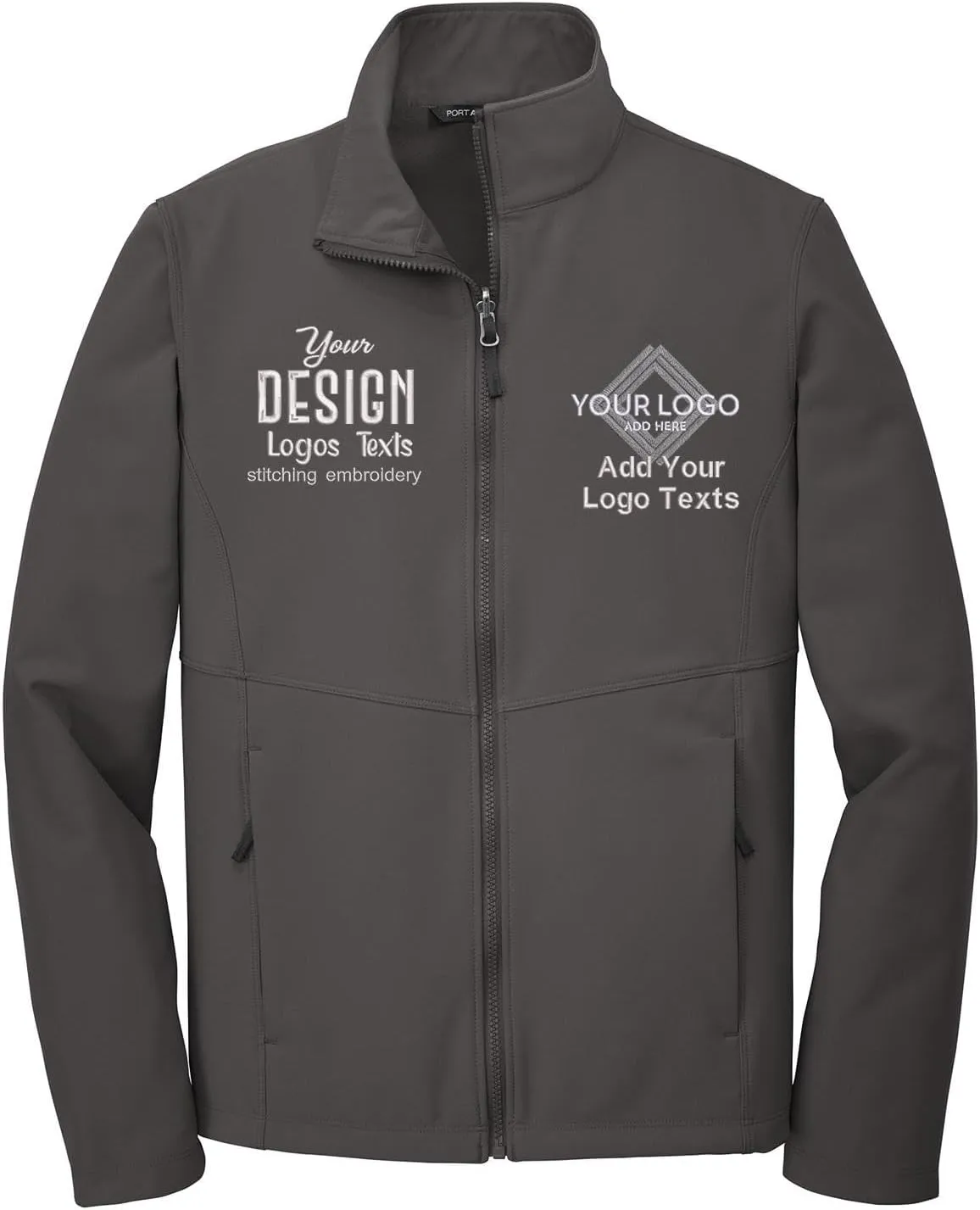 INK STITCH Men J901 Custom Embroidery Logo Texts Collective Soft Shell Zip Up Jackets