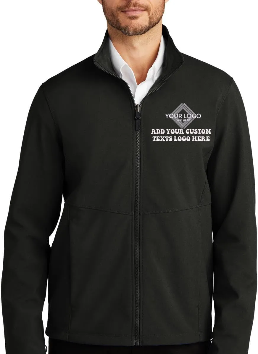 INK STITCH Men J901 Custom Embroidery Logo Texts Collective Soft Shell Zip Up Jackets