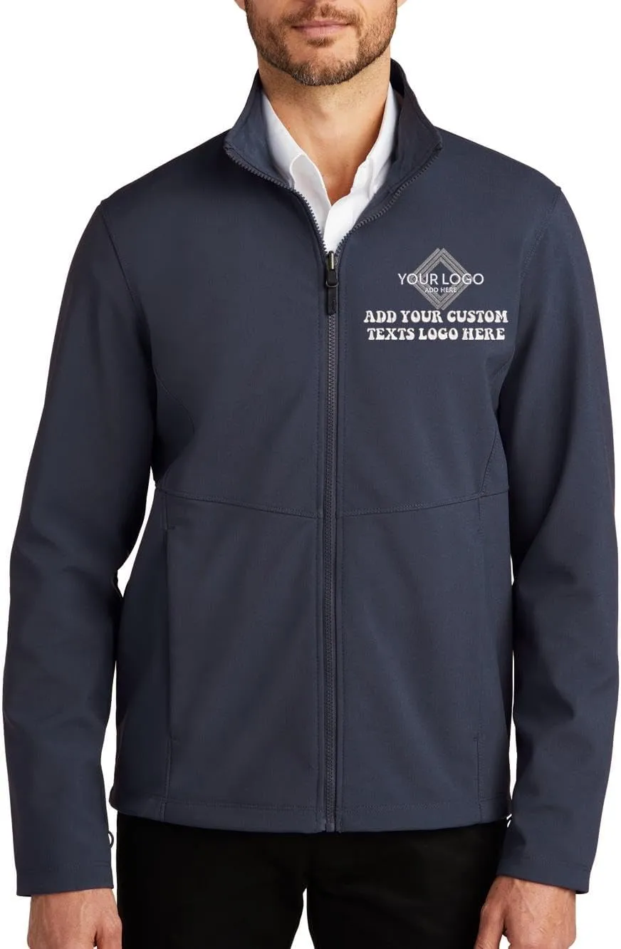 INK STITCH Men J901 Custom Embroidery Logo Texts Collective Soft Shell Zip Up Jackets