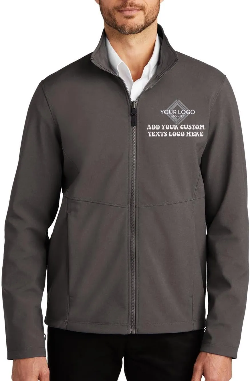 INK STITCH Men J901 Custom Embroidery Logo Texts Collective Soft Shell Zip Up Jackets