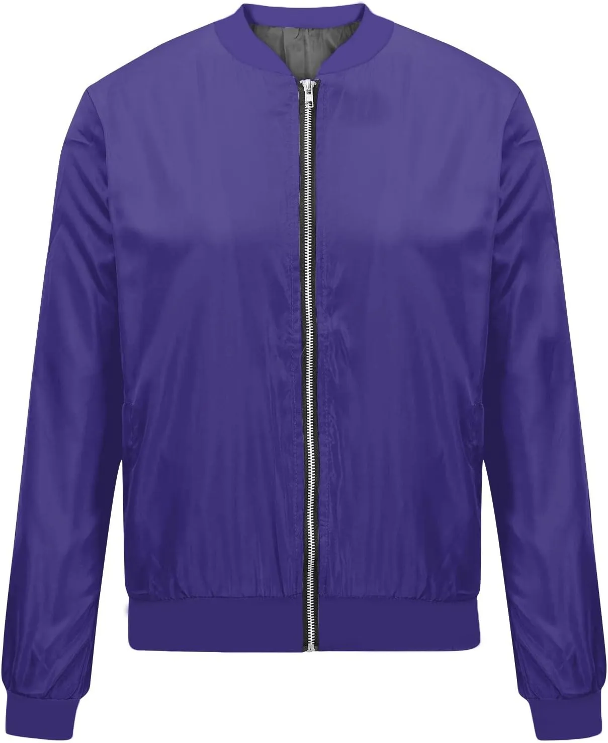 Jackets for Women Lightweight Zip Up Bomber Jacket with Pockets Stand Collar Windproof Outwear Fashion Fall Coat