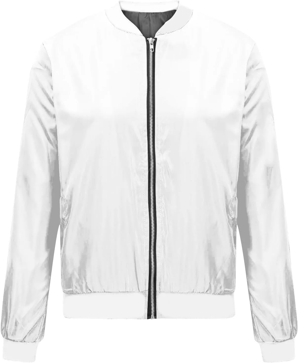 Jackets for Women Lightweight Zip Up Bomber Jacket with Pockets Stand Collar Windproof Outwear Fashion Fall Coat