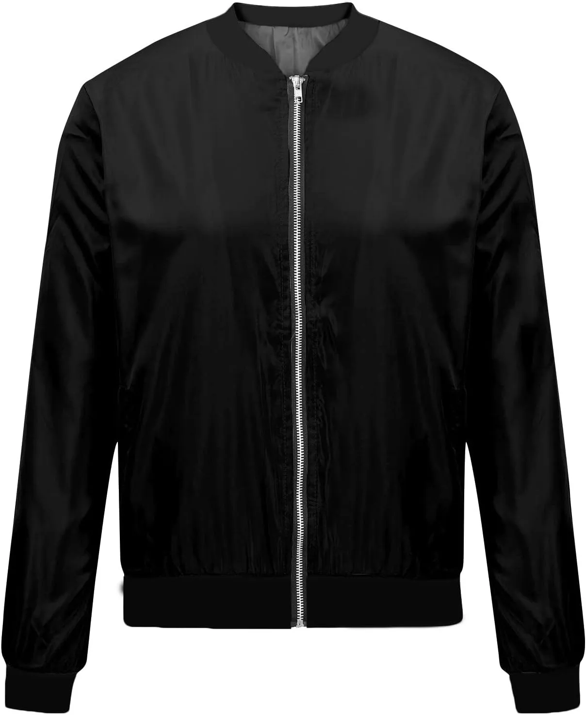 Jackets for Women Lightweight Zip Up Bomber Jacket with Pockets Stand Collar Windproof Outwear Fashion Fall Coat