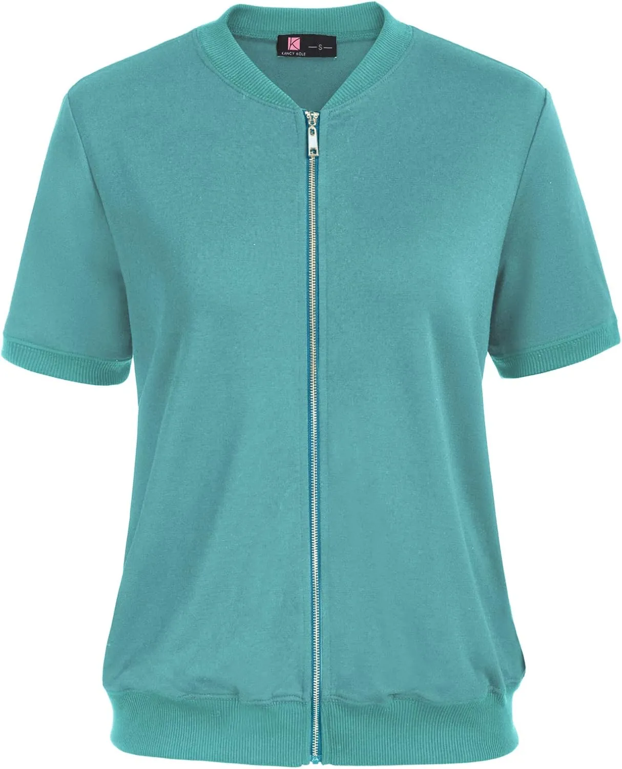 KANCY KOLE Womens Short Sleeve Jackets Casual Zip Up Sweatshirt Jackets with Pockets Summer Lightweight Coat Tops