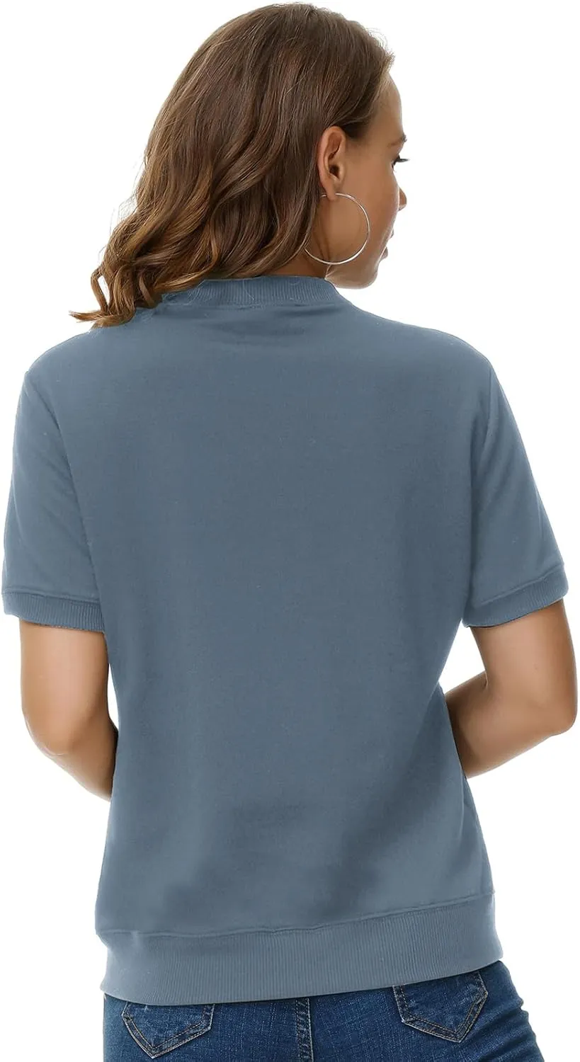 KANCY KOLE Womens Short Sleeve Jackets Casual Zip Up Sweatshirt Jackets with Pockets Summer Lightweight Coat Tops