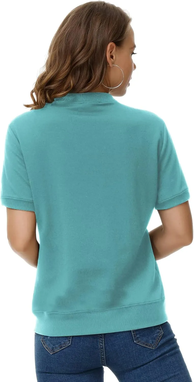 KANCY KOLE Womens Short Sleeve Jackets Casual Zip Up Sweatshirt Jackets with Pockets Summer Lightweight Coat Tops