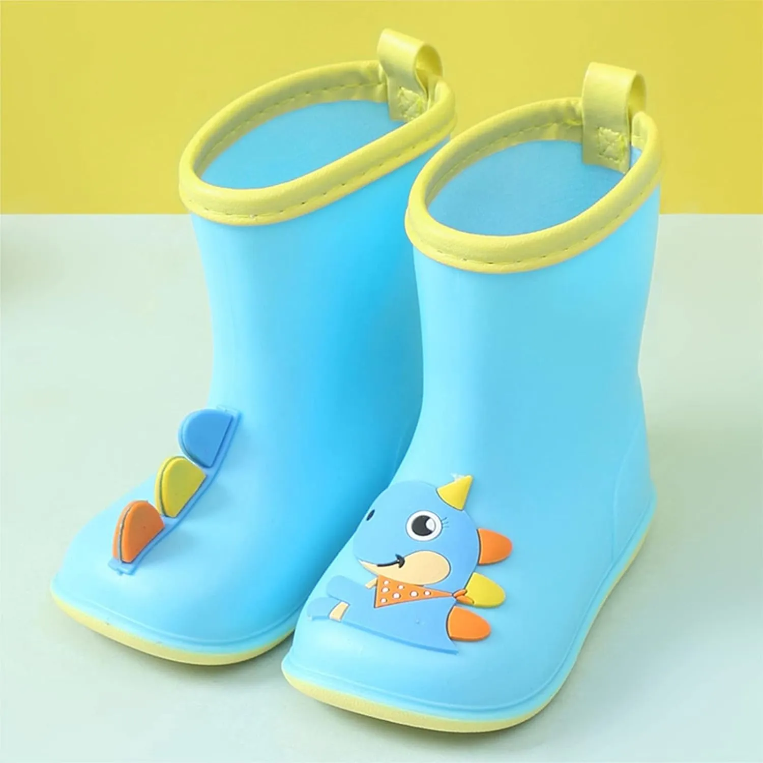 Kids Dinosaur Rain Boots for Boys Girls Mud Boots Waterproof Toddler Lightweight Rainboots with Toddler Slippers