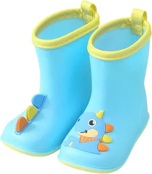 Kids Dinosaur Rain Boots for Boys Girls Mud Boots Waterproof Toddler Lightweight Rainboots with Toddler Slippers