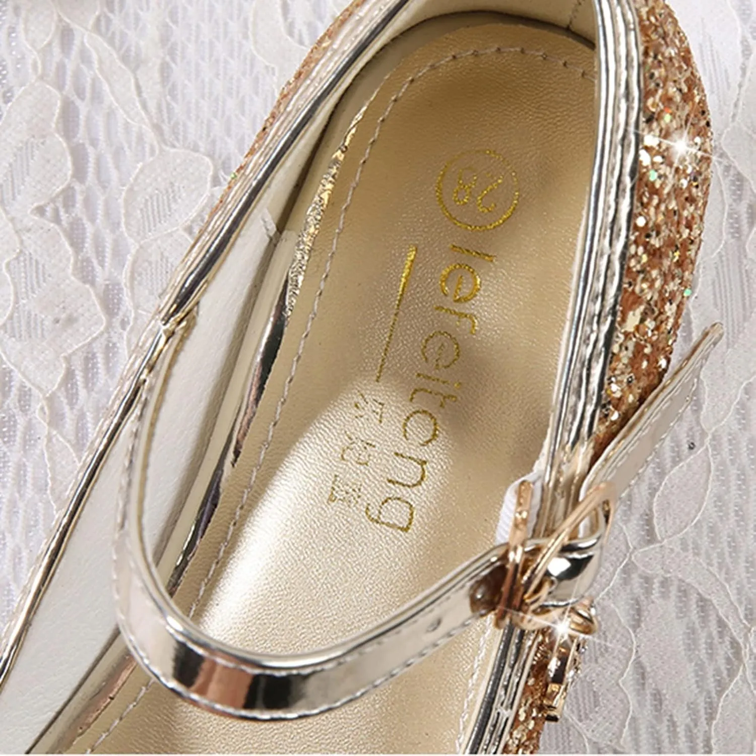Kids Little Girls Dress Pumps Glitter Sequins Low Heels Mary Jane Party Dance Shoes Dress Shoes Toddler Girl
