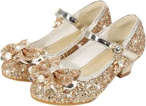 Kids Little Girls Dress Pumps Glitter Sequins Low Heels Mary Jane Party Dance Shoes Dress Shoes Toddler Girl