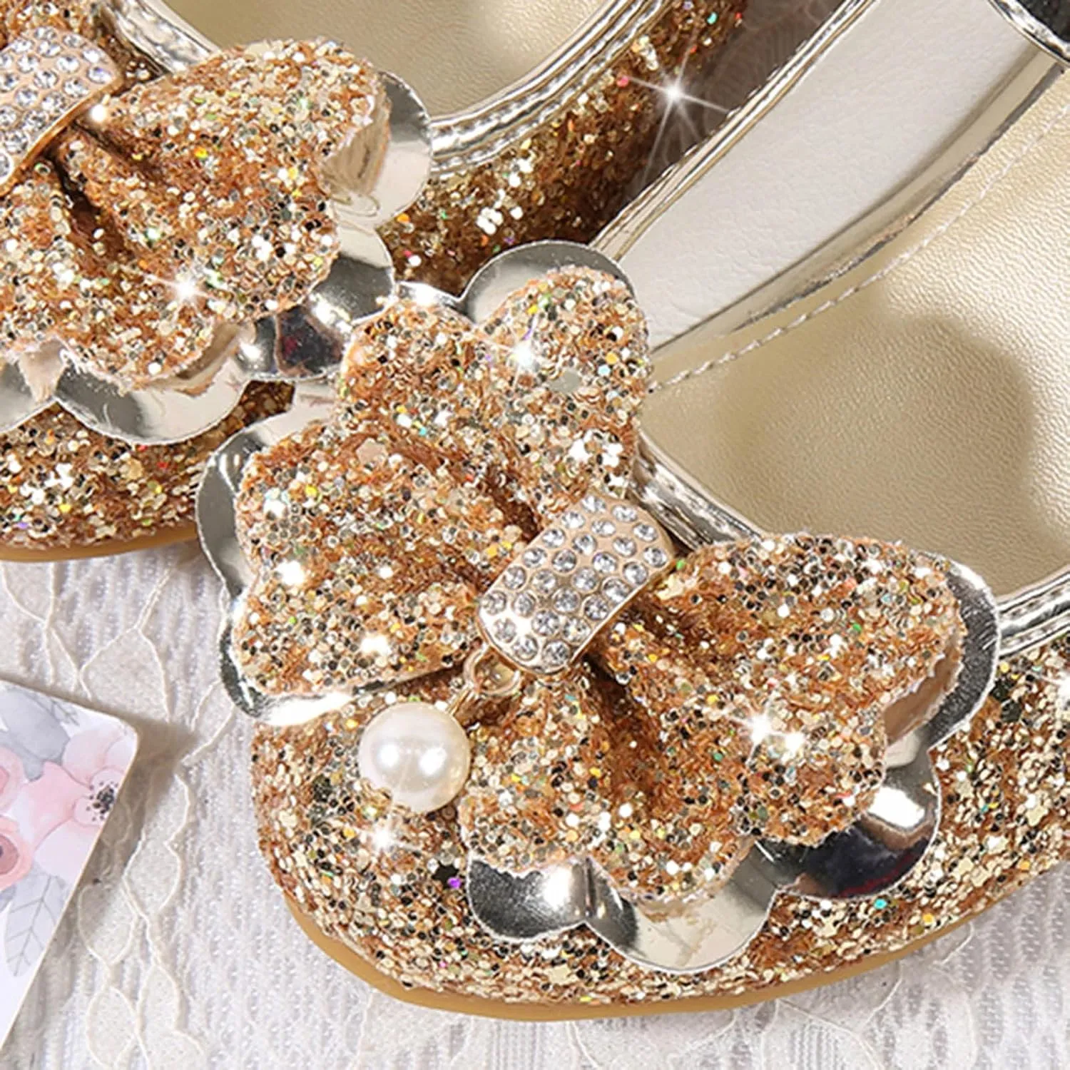 Kids Little Girls Dress Pumps Glitter Sequins Low Heels Mary Jane Party Dance Shoes Dress Shoes Toddler Girl