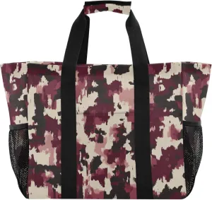 KLL Large Utility Tote Bag For Women Canvas Collapsable With Compartments Laundry Carrying Bag