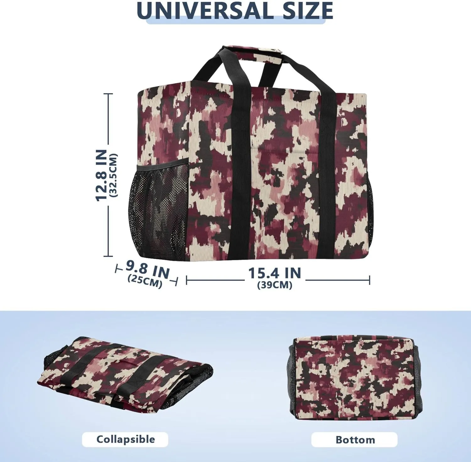 KLL Large Utility Tote Bag For Women Canvas Collapsable With Compartments Laundry Carrying Bag