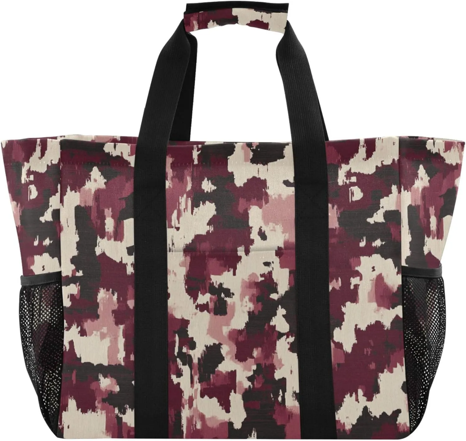 KLL Large Utility Tote Bag For Women Canvas Collapsable With Compartments Laundry Carrying Bag