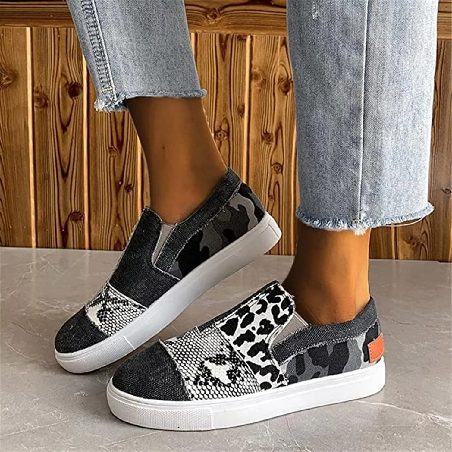 Ladmiple Shoes For Women Sneakers Slip Ons Walking Shoes Non Slip Lightweight Gym Fashion Lace Up Platform Flats Loafers