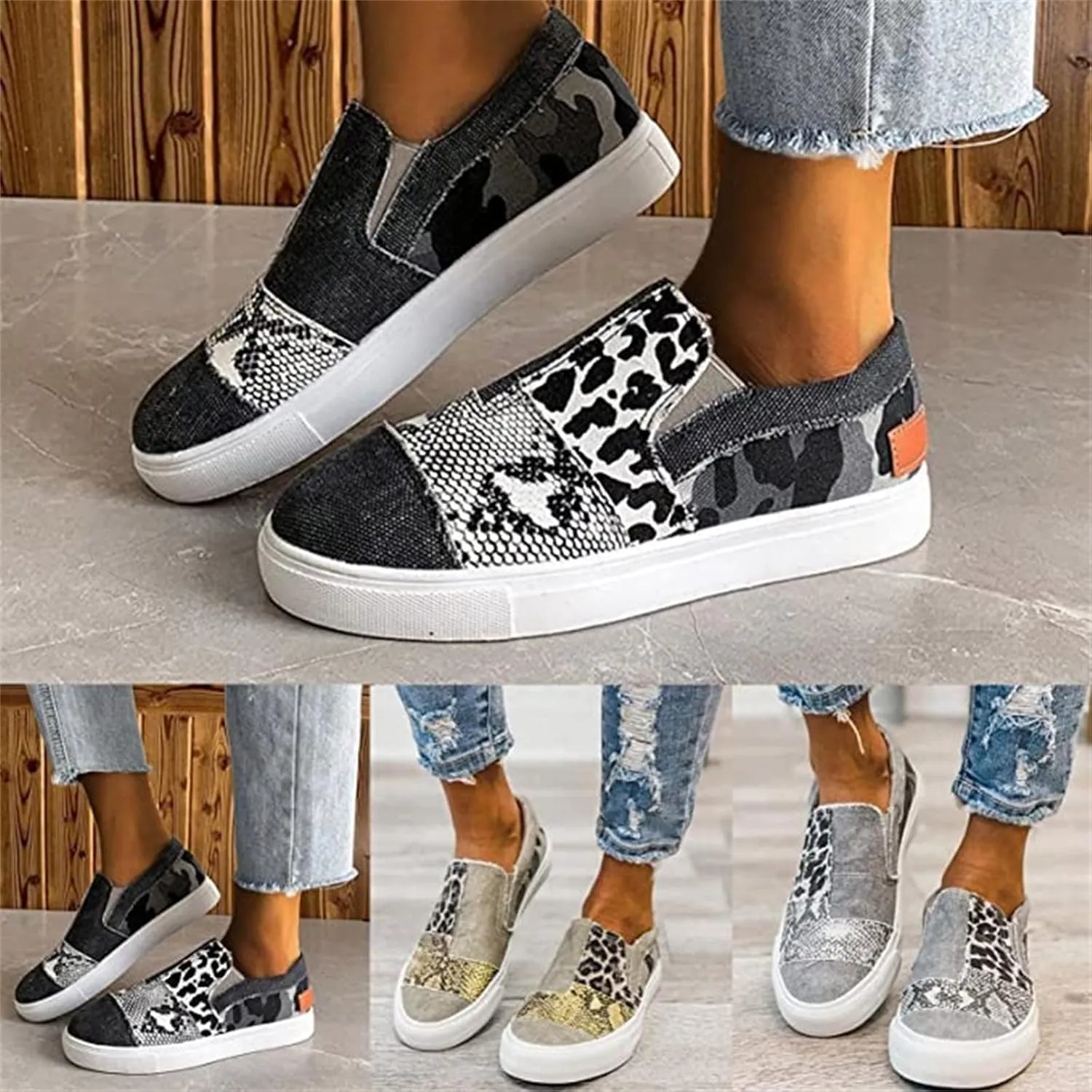 Ladmiple Shoes For Women Sneakers Slip Ons Walking Shoes Non Slip Lightweight Gym Fashion Lace Up Platform Flats Loafers