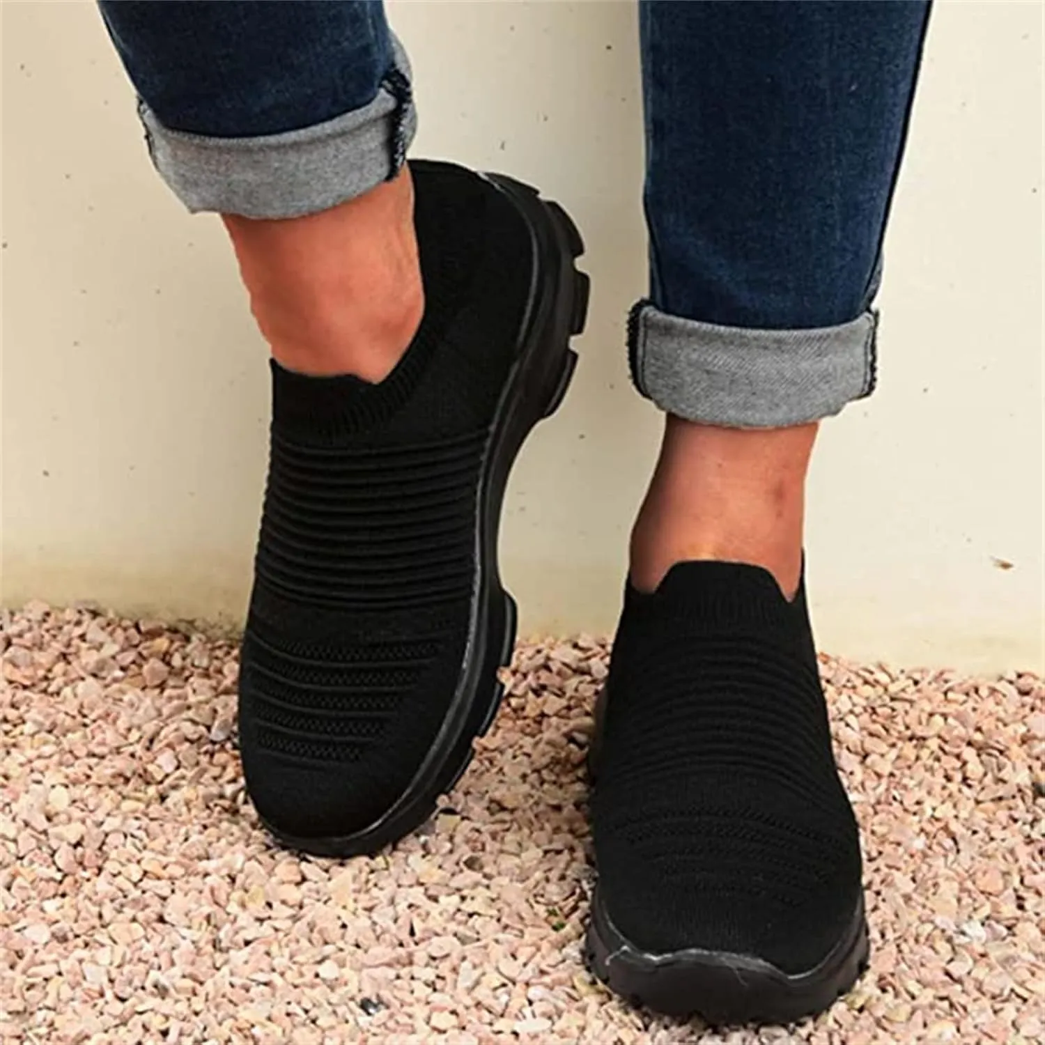 Ladmiple Sneakers For Women Slip On Platform Sneakers Casual Walking Shoes Dressy Summer Fashion Comfort Flats Loafers