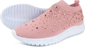 Ladmiple Walking Shoes Women Slip On Lightweight Breathable Running Mesh Gym Shoes Non Slip Workout Fashion Sneakers