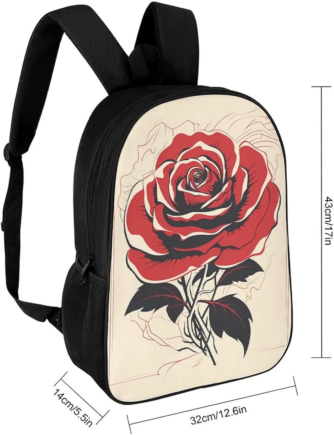 Laptop Backpack Casual Daypack Waterproof A Rose Art Computer Bag Business Work Bag for Travel
