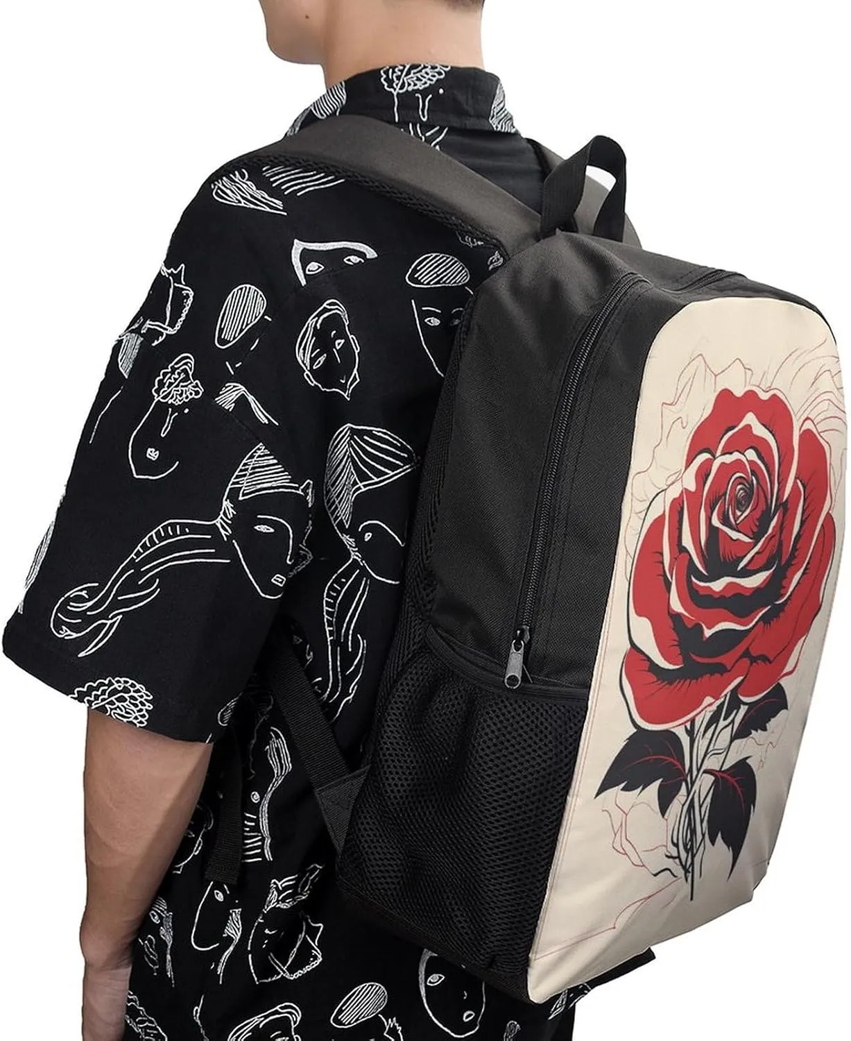 Laptop Backpack Casual Daypack Waterproof A Rose Art Computer Bag Business Work Bag for Travel