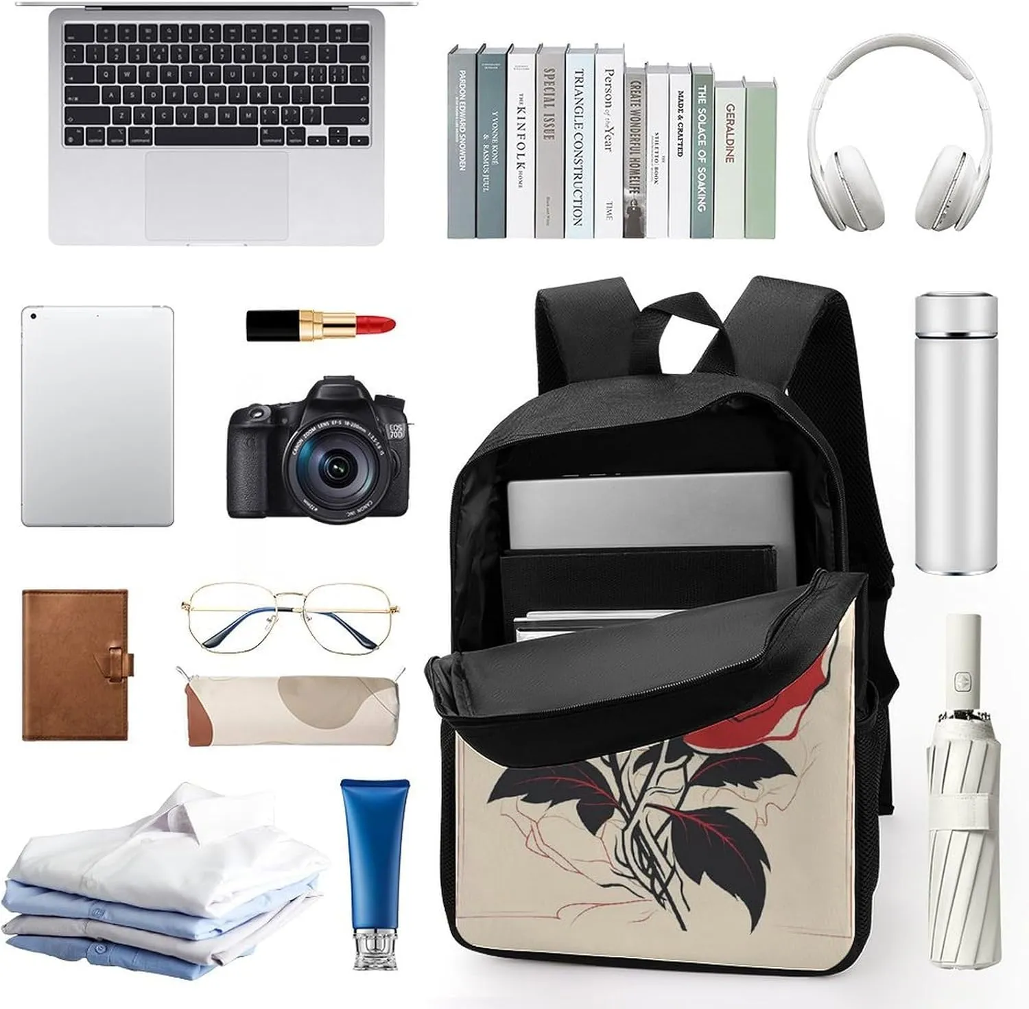 Laptop Backpack Casual Daypack Waterproof A Rose Art Computer Bag Business Work Bag for Travel