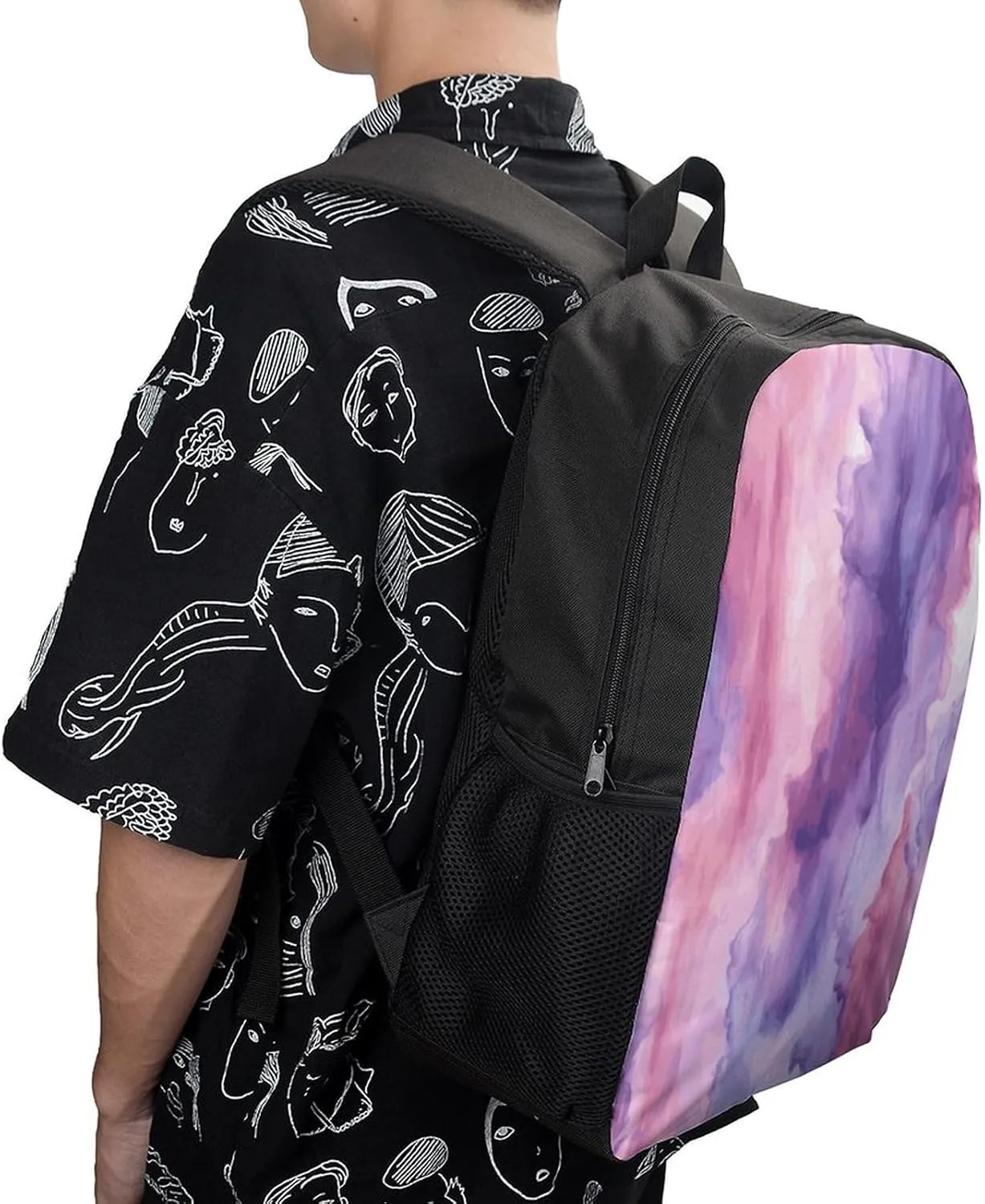 Laptop Backpack Casual Daypack Waterproof Abstract Watercolor Purple Computer Bag Business Work Bag for Travel