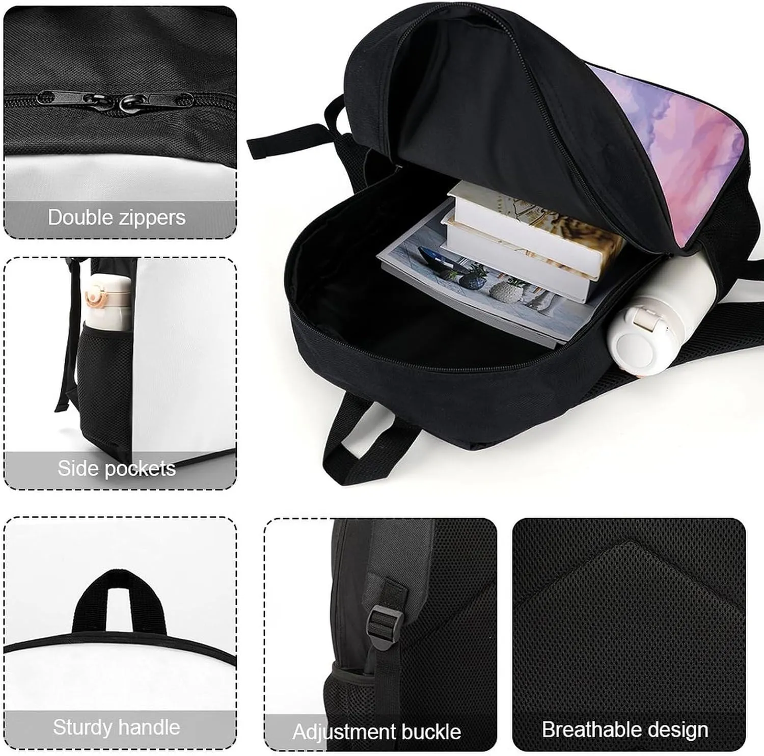 Laptop Backpack Casual Daypack Waterproof Abstract Watercolor Purple Computer Bag Business Work Bag for Travel