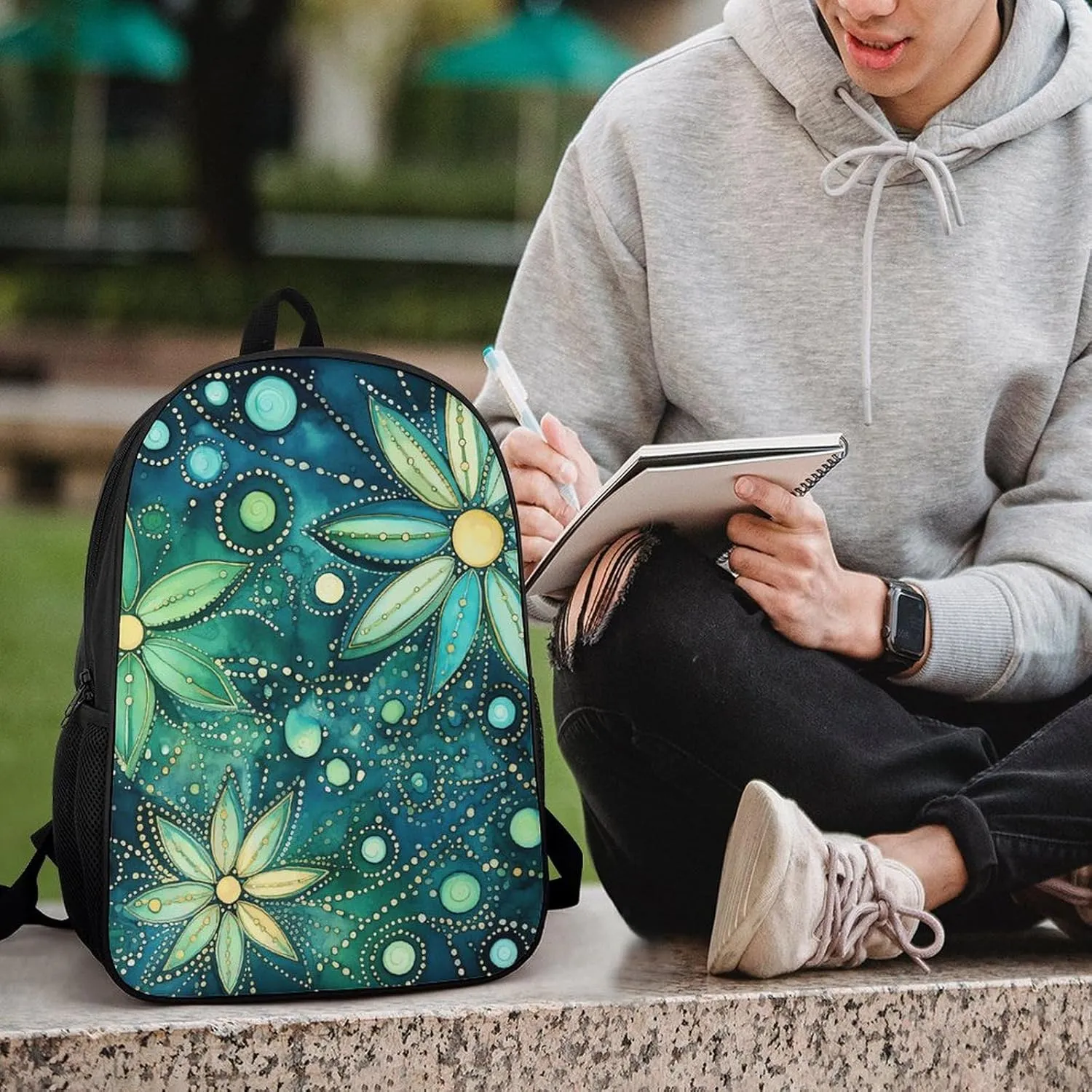 Laptop Backpack Casual Daypack Waterproof Blue And Green Computer Bag Business Work Bag for Travel