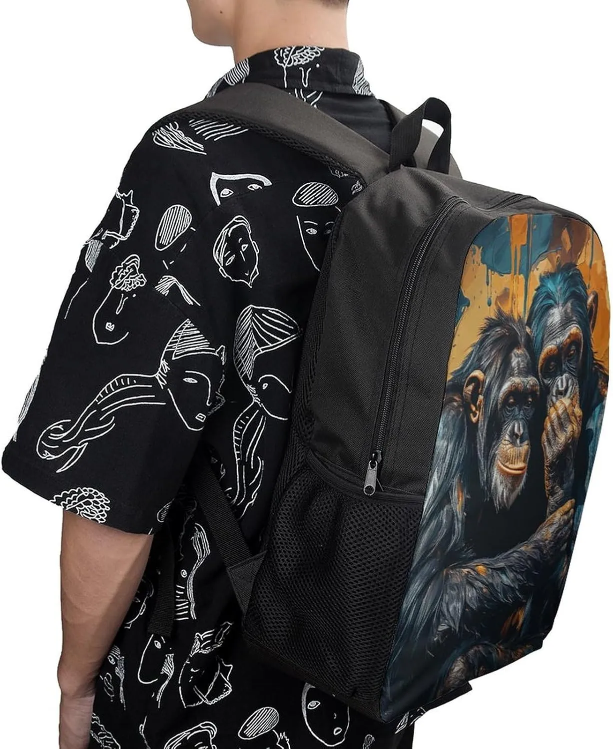 Laptop Backpack Casual Daypack Waterproof Chimpanzee Hug Computer Bag Business Work Bag for Travel, 17inch