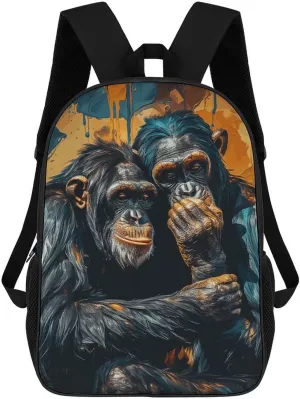 Laptop Backpack Casual Daypack Waterproof Chimpanzee Hug Computer Bag Business Work Bag for Travel, 17inch