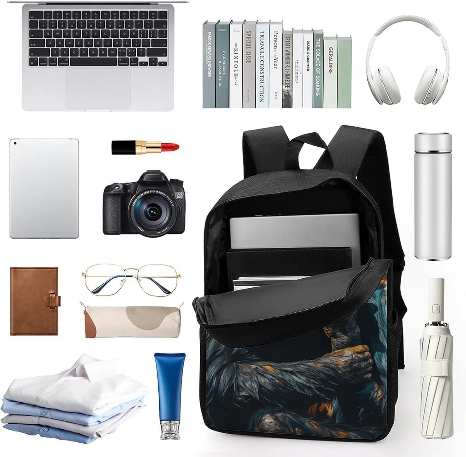 Laptop Backpack Casual Daypack Waterproof Chimpanzee Hug Computer Bag Business Work Bag for Travel, 17inch