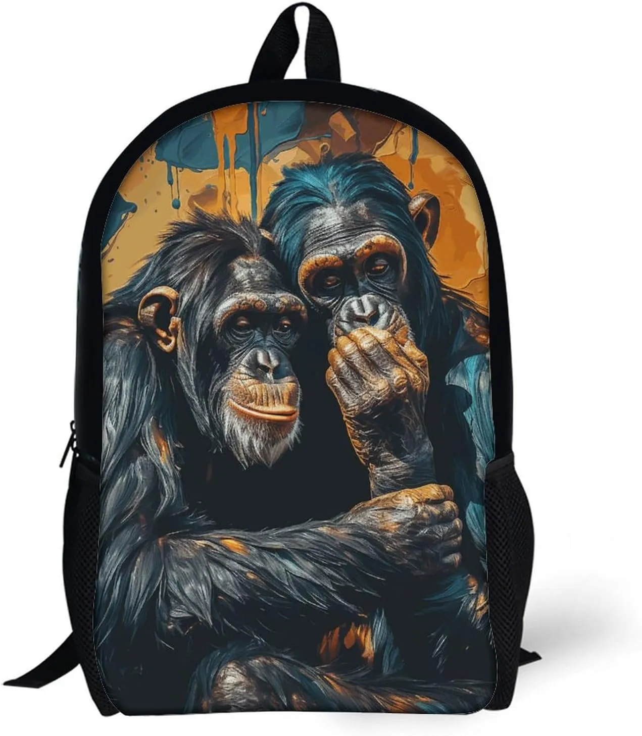 Laptop Backpack Casual Daypack Waterproof Chimpanzee Hug Computer Bag Business Work Bag for Travel, 17inch