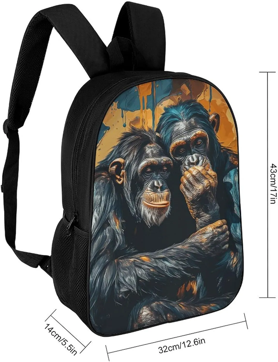 Laptop Backpack Casual Daypack Waterproof Chimpanzee Hug Computer Bag Business Work Bag for Travel, 17inch