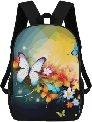 Laptop Backpack Casual Daypack Waterproof Colorful with Butterfly Computer Bag Business Work Bag for Travel