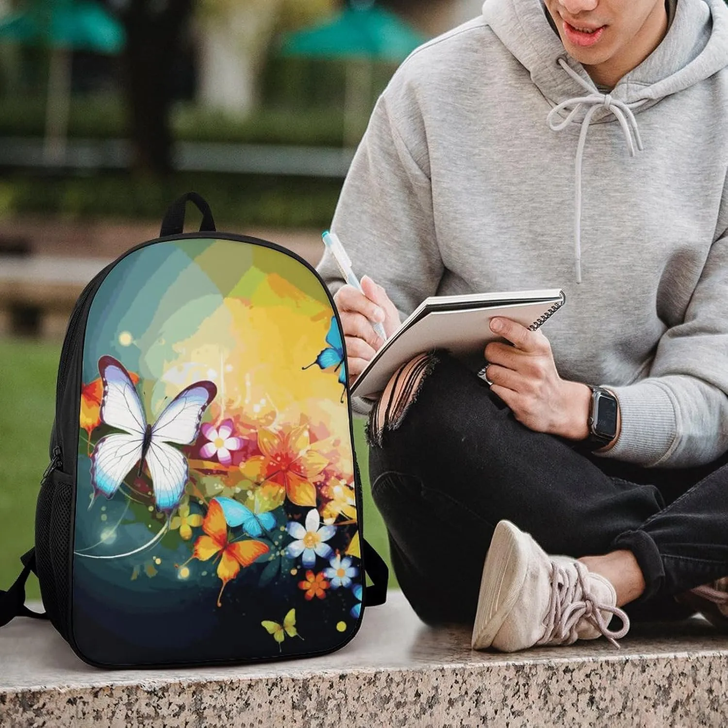 Laptop Backpack Casual Daypack Waterproof Colorful with Butterfly Computer Bag Business Work Bag for Travel