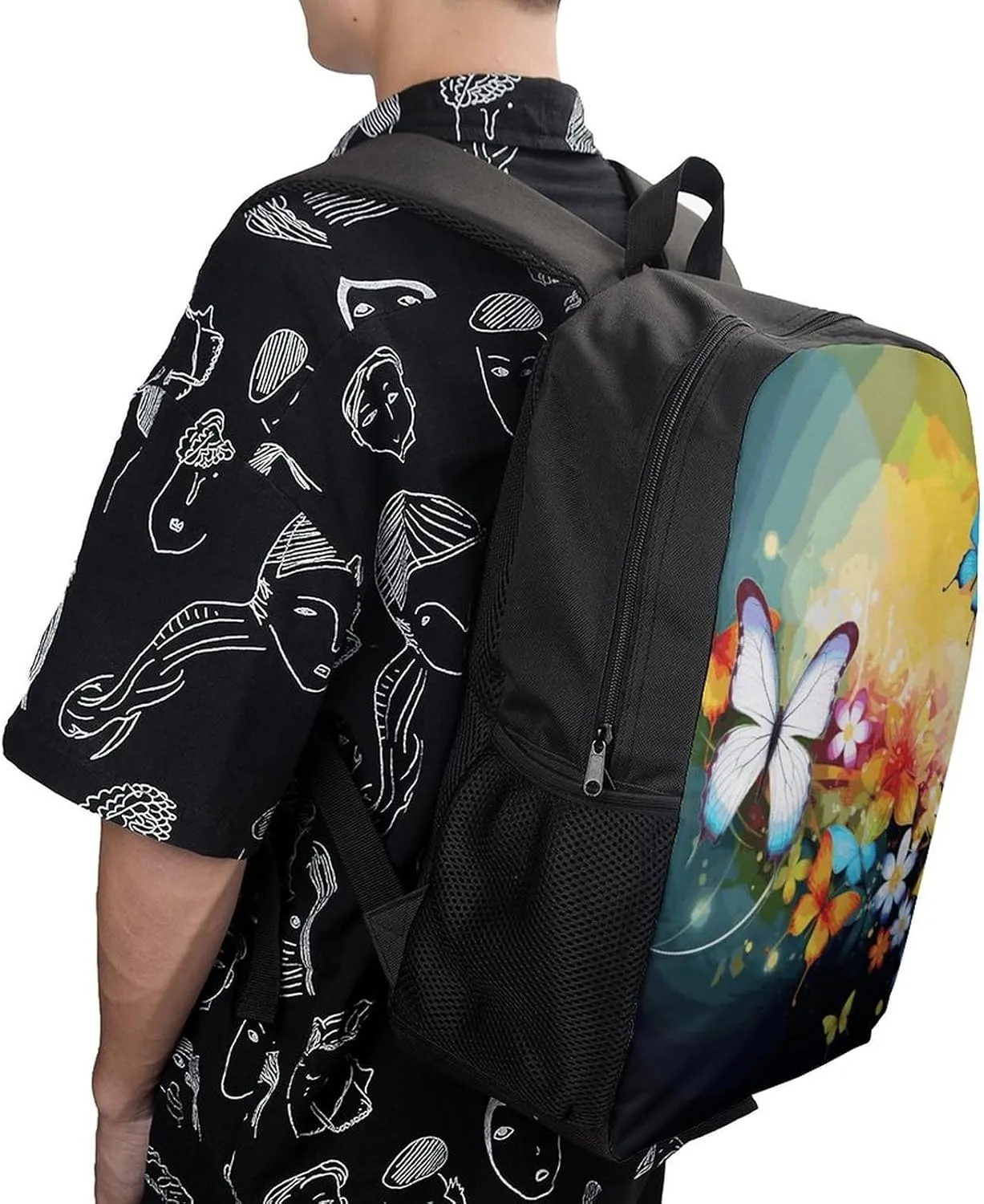 Laptop Backpack Casual Daypack Waterproof Colorful with Butterfly Computer Bag Business Work Bag for Travel
