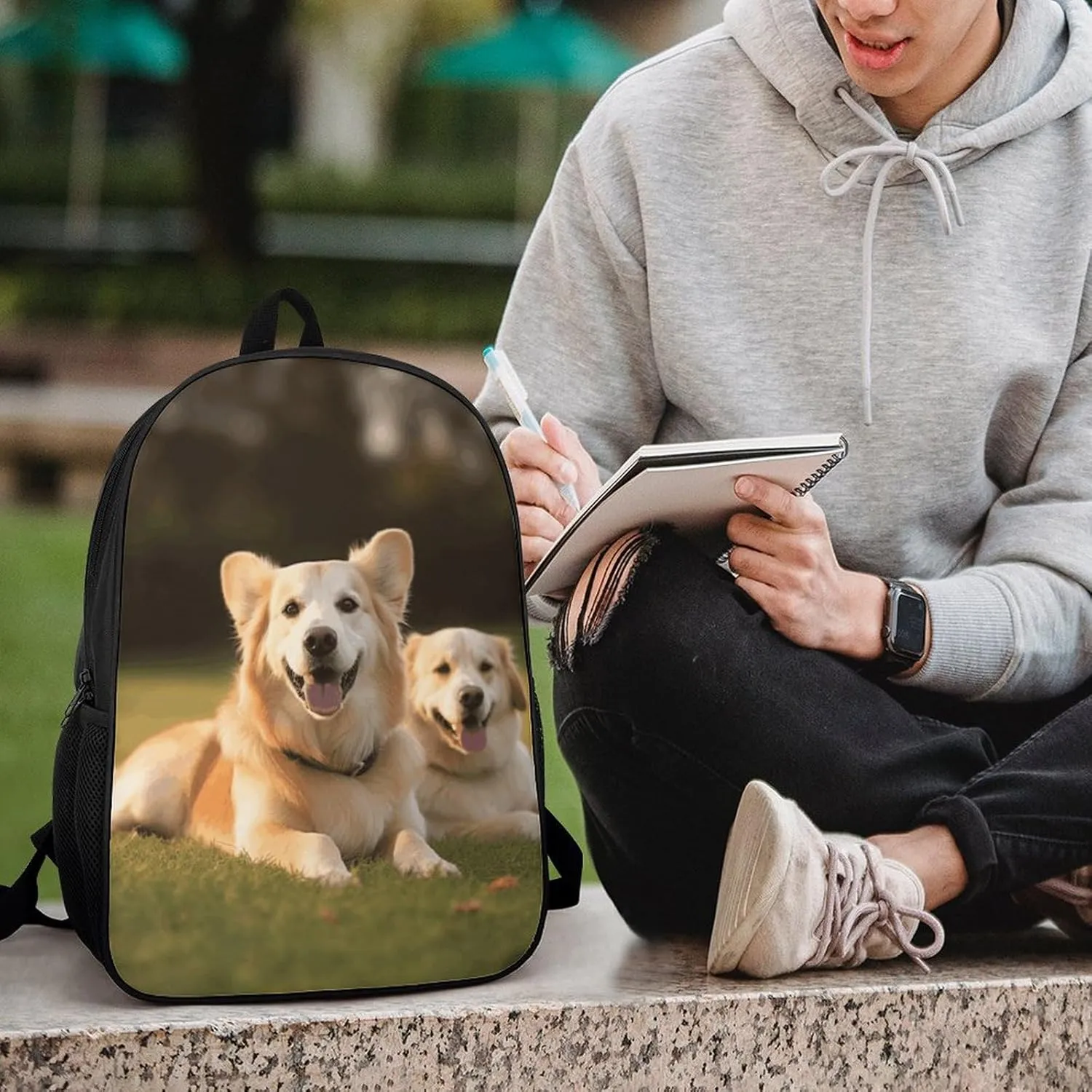Laptop Backpack Casual Daypack Waterproof Dog on The Lawn Computer Bag Business Work Bag for Travel