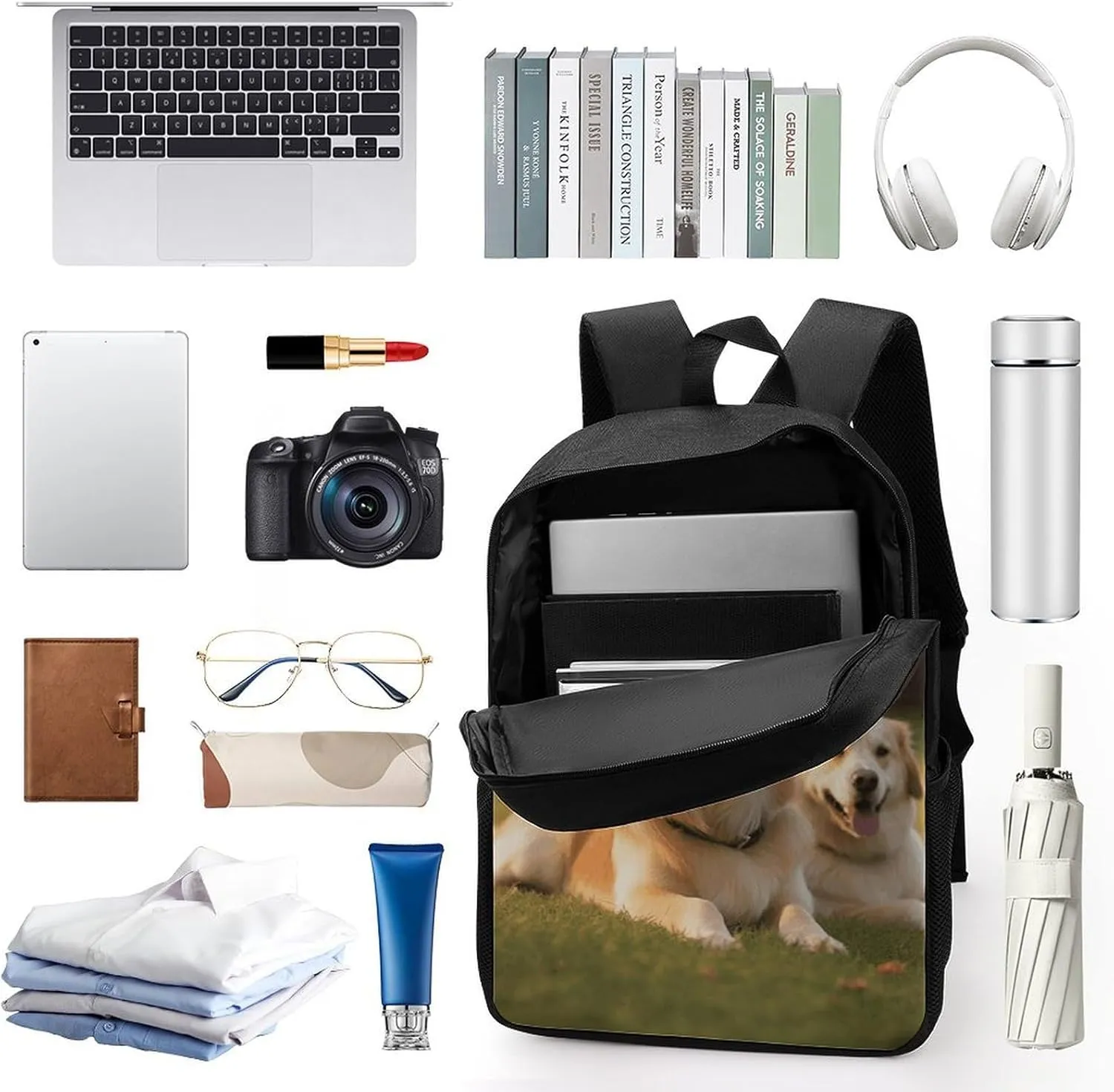 Laptop Backpack Casual Daypack Waterproof Dog on The Lawn Computer Bag Business Work Bag for Travel