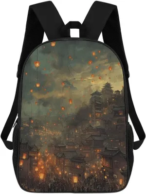 Laptop Backpack Casual Daypack Waterproof Lanterns Are Flying Computer Bag Business Work Bag for Travel
