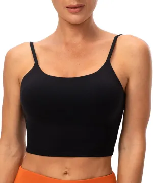 Lavento Women's Longline Sports Bras Yoga Cami Tank Top with Built in Bra