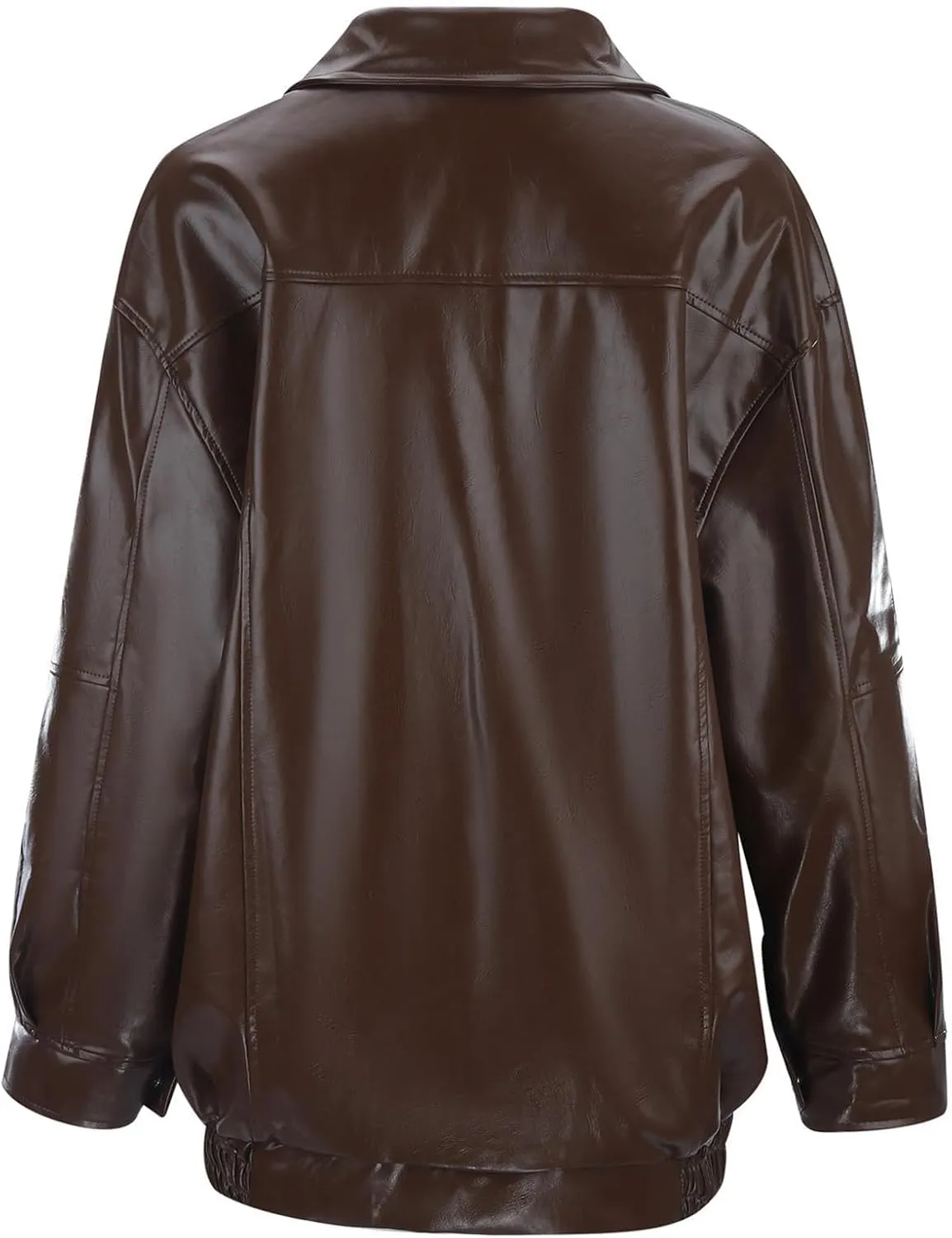 Leather Jackets for Women Solid Color Pu Motorcycle Ligjtweight Jacket Long Sleeve Full Zip Lapel Outdoor Outwear