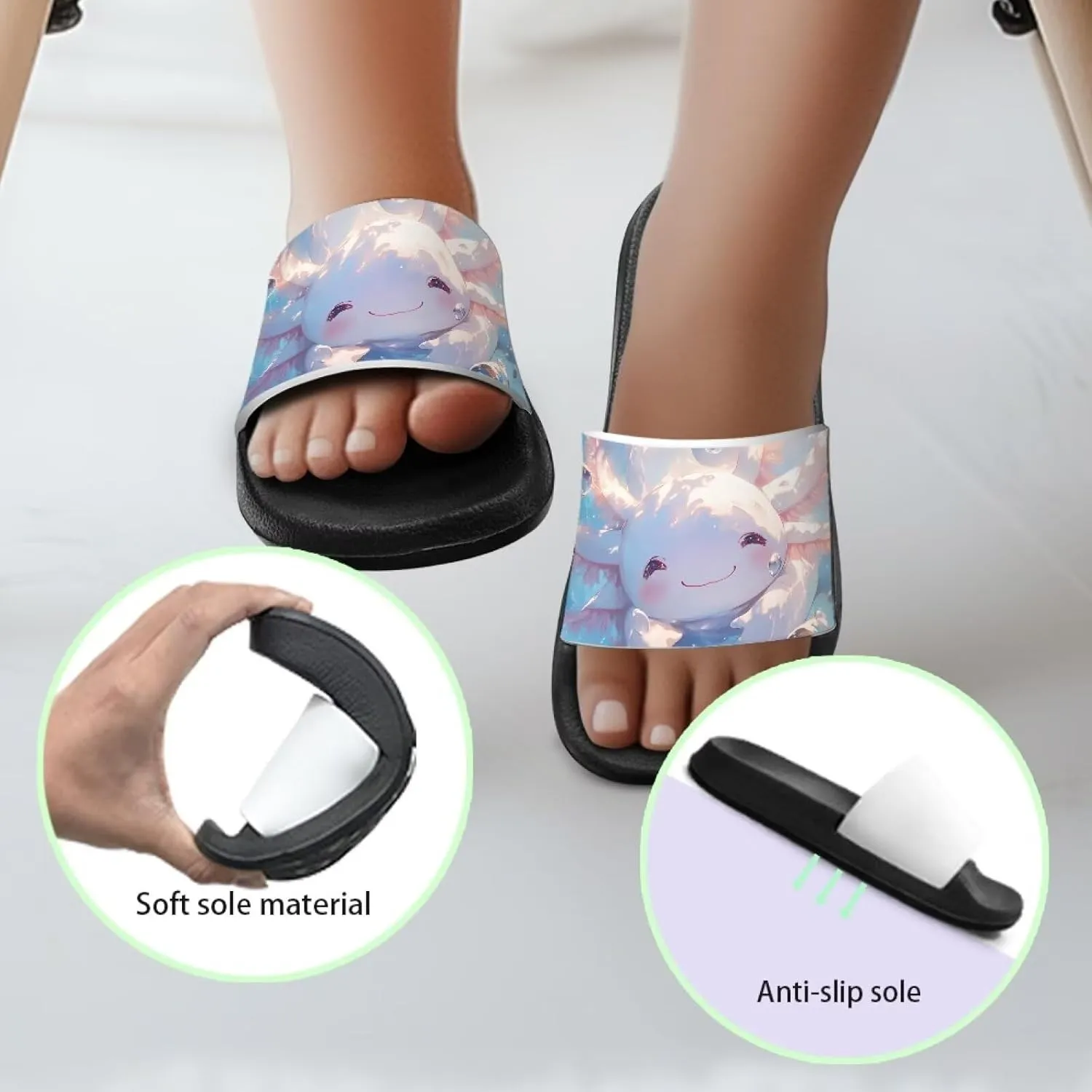 Little Kids Slides Slippers Summer EVA Non Slip One Piece Sandal for Beach Home Soft and Quickly Drying